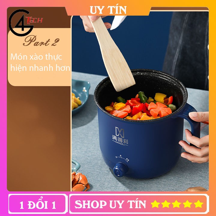 𝑭𝑹𝑬𝑬 𝑺𝑯𝑰𝑷 Nồi Lẩu Điện Shiban Mini Núm Xoay 2 NẤC NHIỆT Kèm Giá Hấp 1,8L, Ca Nấu Mì,Nấu Cơm Đa Năng 2 Tầng Cao Cấp