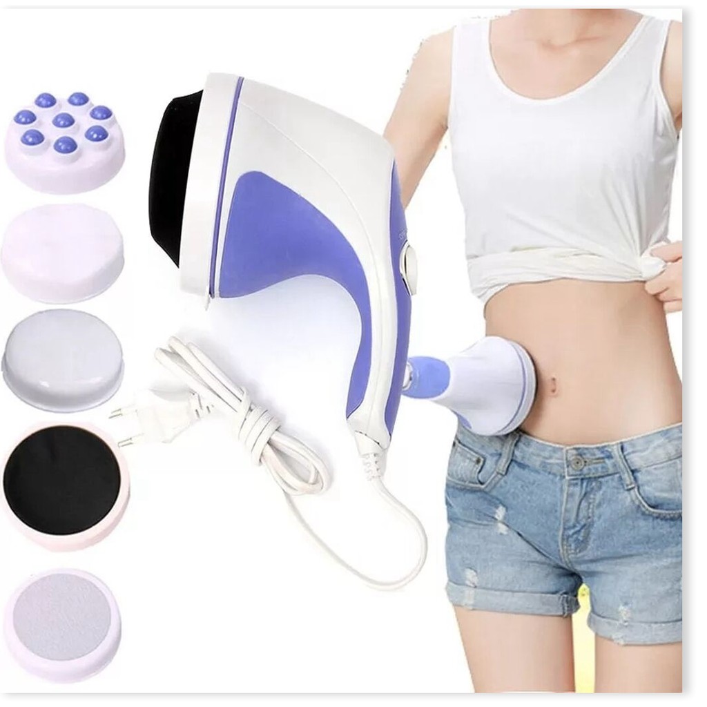 Máy Đánh Tan Mỡ Bụng Cầm Tay Relax &amp; Spin Tone Free Ship Tặng 5 đầu massage, cải thiện vóc dáng hiệu quả