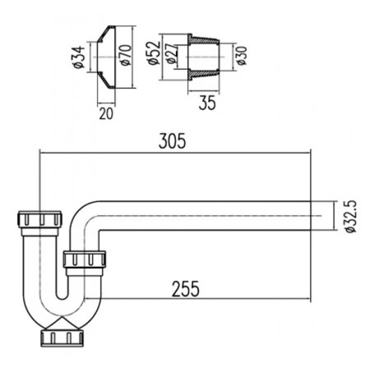 Bộ xả nhựa INAX A 325PS, Co P thải nhựa INAX A 325PL, ống thải co P nhựa INAX, bộ xả lavabo nhựa INAX