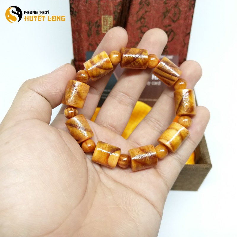 Vòng Gỗ Huyết Long Thấu Quang Đốt Trúc, Vòng Tay Phong ThủyTự Nhiên