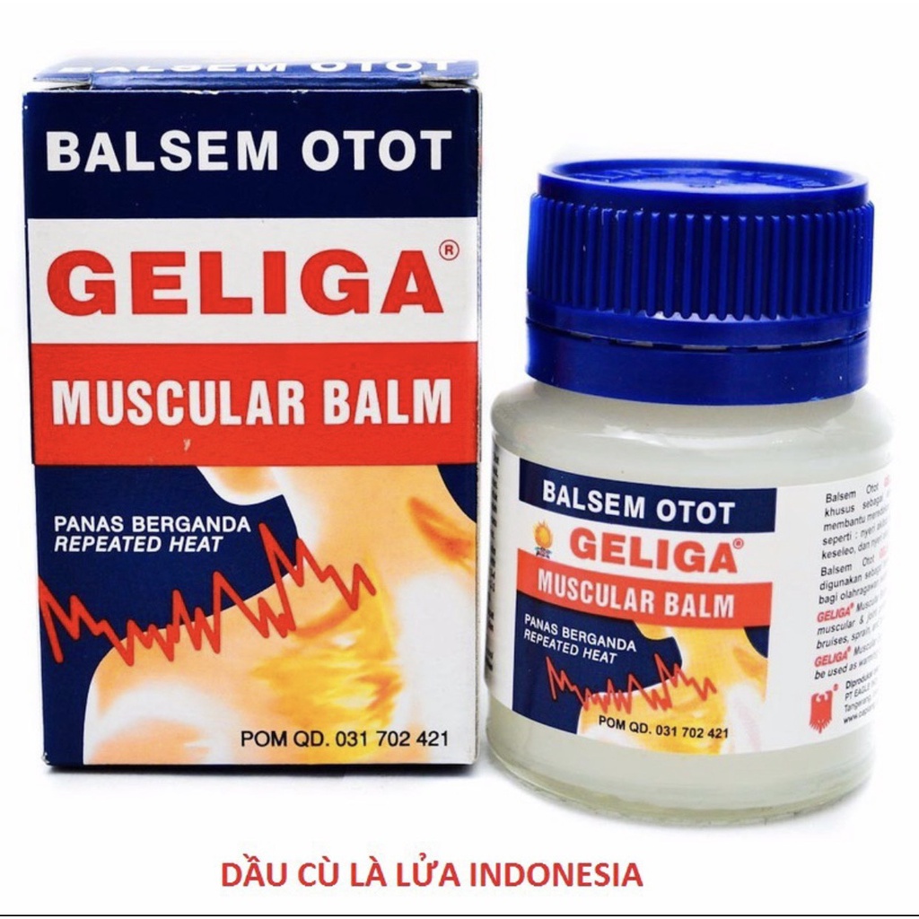 Dầu Cù Là Lửa Geliga Indonesia Muscular Balm (40gr) nhập Thái Lan Giảm Đau Mỏi, Tác Dụng Nhanh Chóng