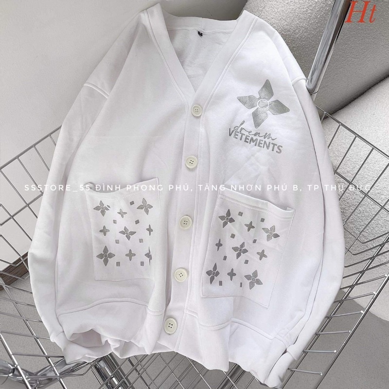 Áo khoác cadigan vete in túi HT12