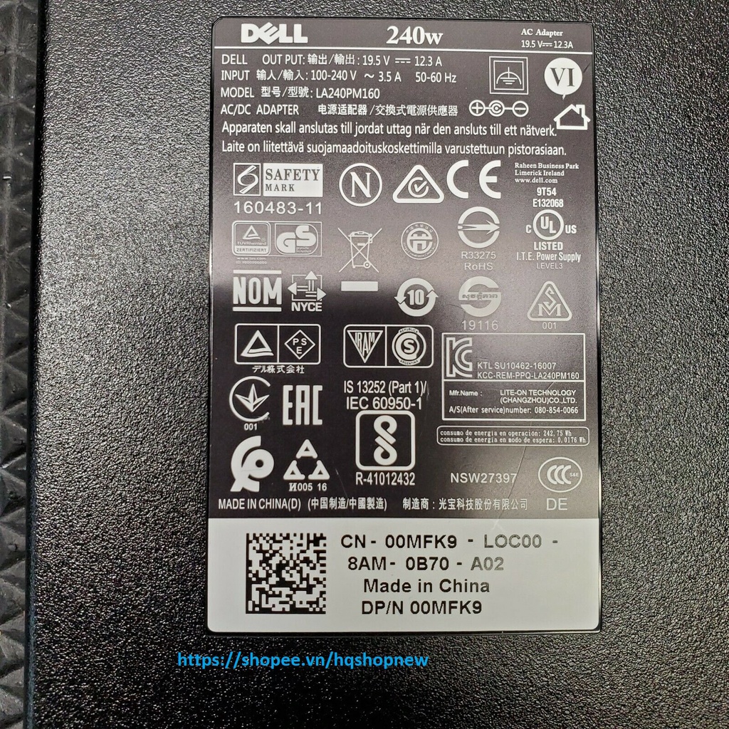 ⚡️ Sạc laptop dell 19.5V - 12.3A - 240W Chân 7.4*5.0mm Dell Precision 7710 7720 7730