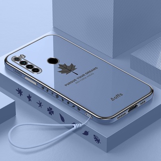 Ốp Điện Thoại Mạ Hình Lá Phong 6D + Dây Đeo Cho Xiaomi Redmi note5 note7 note7pro note8 note8Pro note9 note9 note9Pro note10 note10Pro