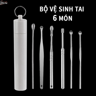 Bộ dụng cụ vệ sinh tai ngoáy tai đồ lấy ráy tai Cao Cấp bằng thép không gỉ cho gia đình