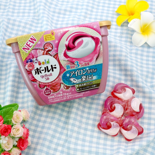 Viên giặt xả thơm quần áo 4D GelBall, túi giặt xả quần áo hương hoa Nhật Bản