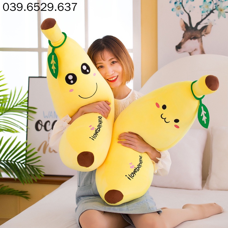 Gấu bông banana , gối ôm nhồi bông hình quả chuối , Size cỡ bự 70-120cm