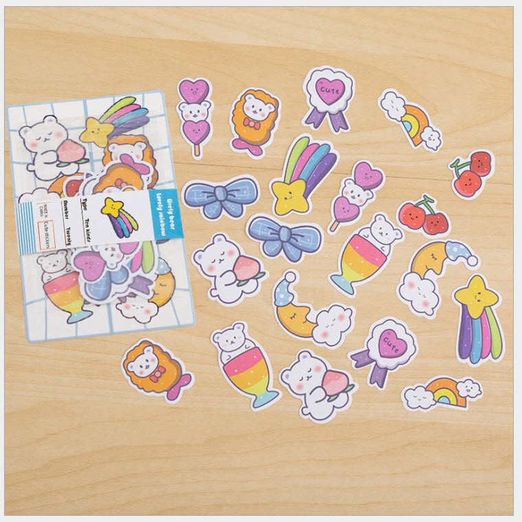 [HCM] Set 20 miếng dán decal hoạt hình đáng yêu trang trí điện thoại / Pad / bề mặt phẳng không thấm nước