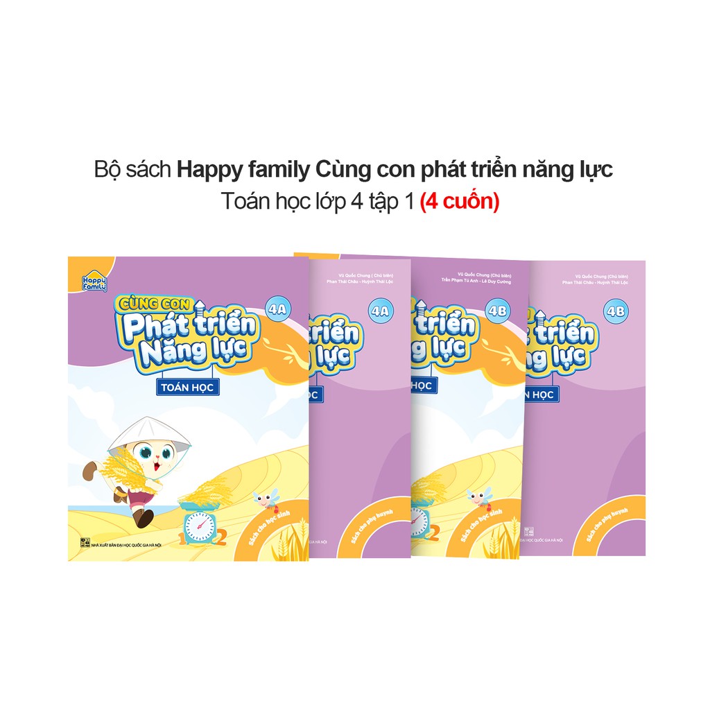 Sách - Combo 4 cuốn Happy family Cùng con phát triển năng lực Toán lớp 4 tập 1