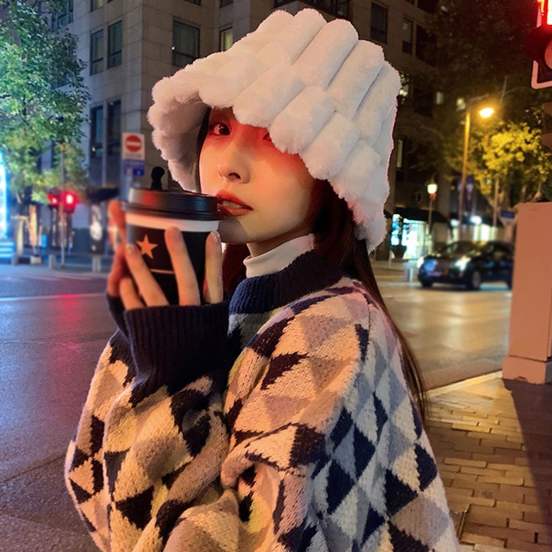 Mũ Tai Bèo Kẻ Sọc Dọc Màu Sắc Retro Hàn Quốc