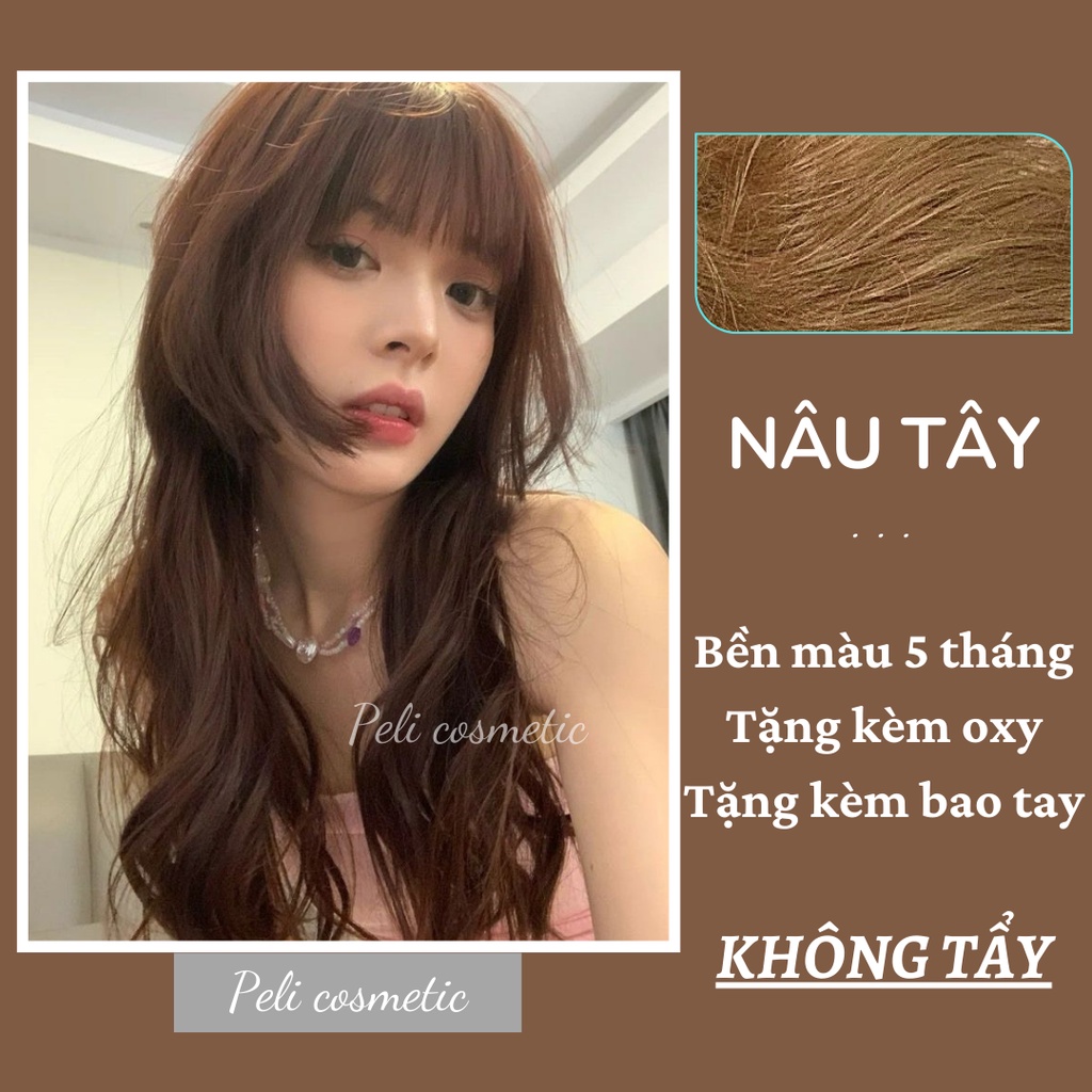Thuốc nhuộm tóc . nhuộm tóc màu nâu tây , thuốc nhuộm tóc không tẩy