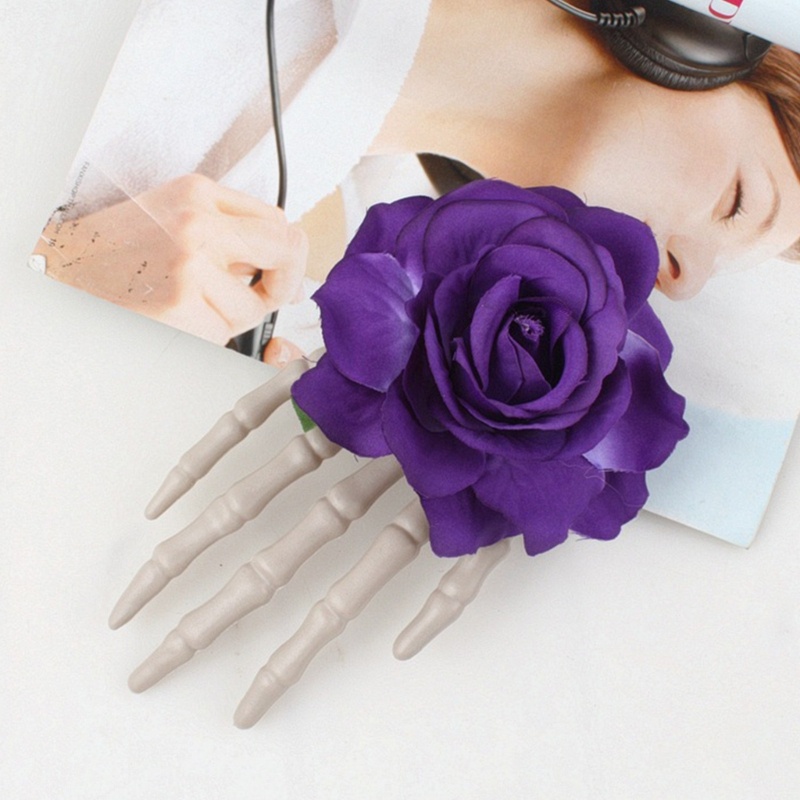 Kẹp Tóc Hình Bàn Tay Đầu Lâu Hoa Goth