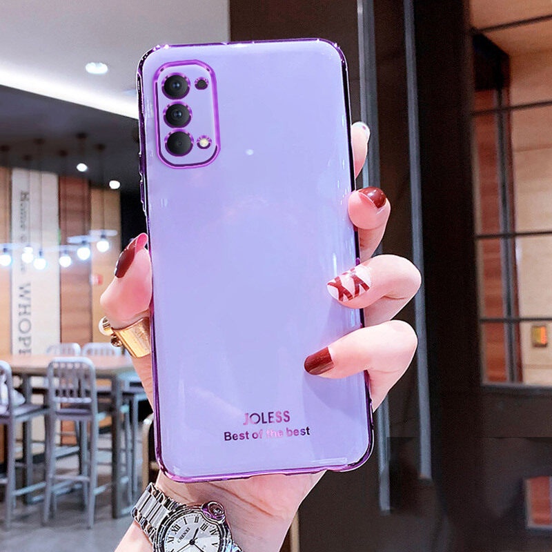 Ốp Điện Thoại Mạ 6D Chống Rơi Màu Kẹo Cho OPPO Reno 4 5 Pro Plus 6 Pro Plus 3 Pro 6z 5G