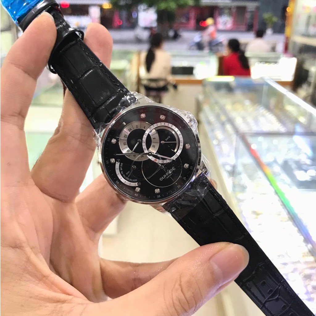 Đồng hồ nam SUNRISE 1146PA Full hộp, thẻ chính hãng, Kính Saphire chống xước chống nước tốt