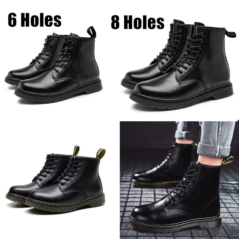 Giày bốt martin bằng da mềm cổ thấp 6 lỗ size 35-47 chính hãng cho nam nữ