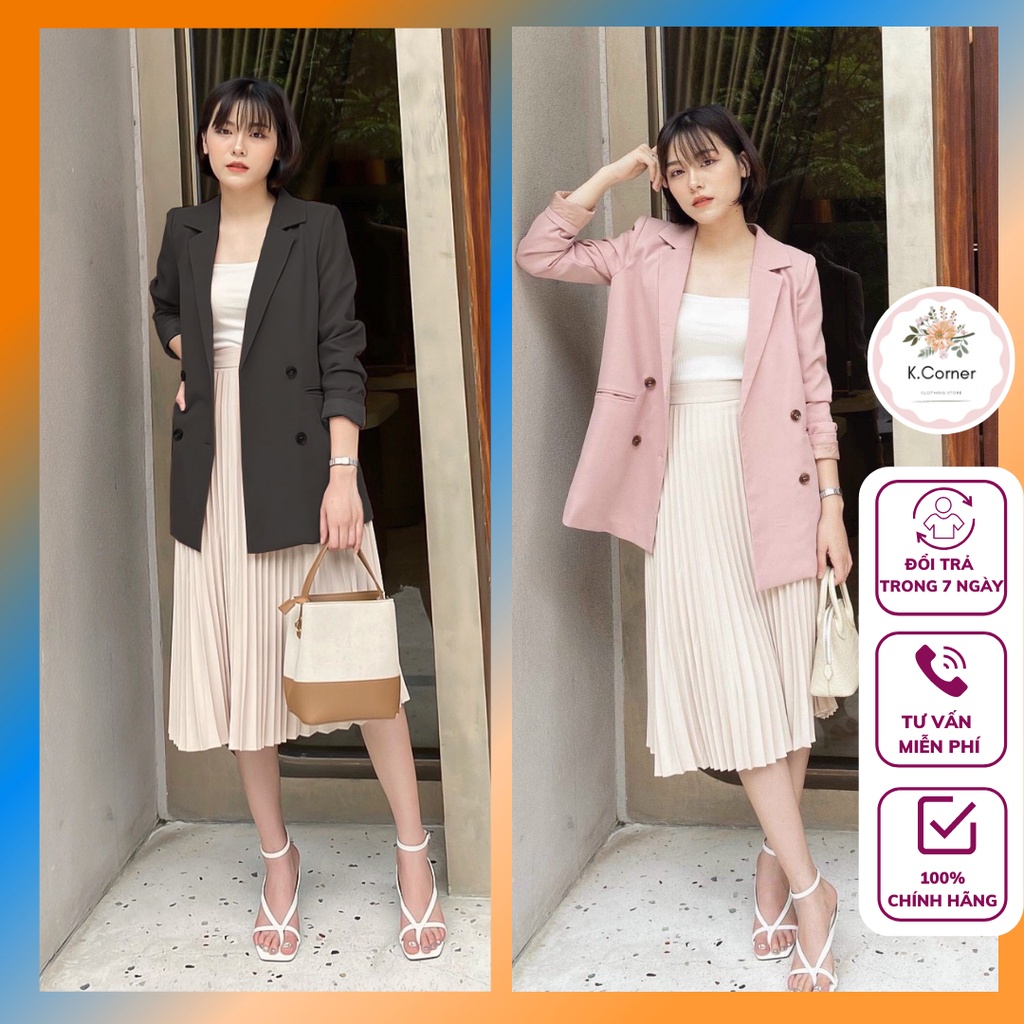 Áo vest nữ blazer công sở Hàn Quốc dáng dài trẻ trung giá rẻ thời trang thiết kế Kcorner AV24