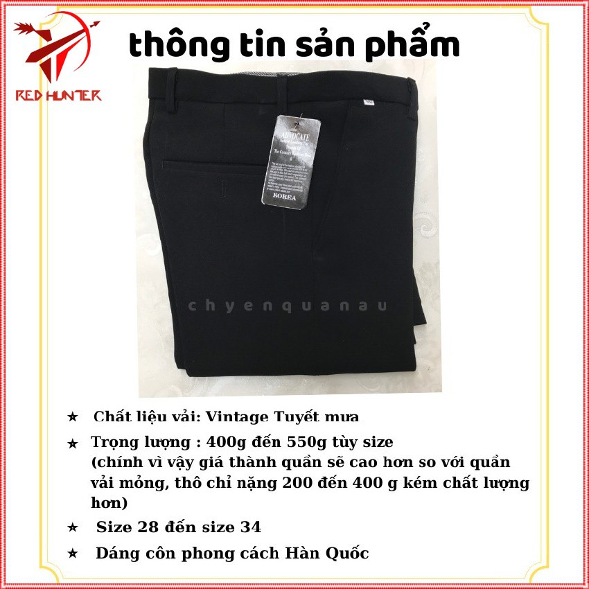 (Hàng loại 1)Quần tây nam REDHUNTER chất vải tuyết mưa dáng ôm body chống nhăn tuyệt đối , co giãn 4 chiều cao cấp