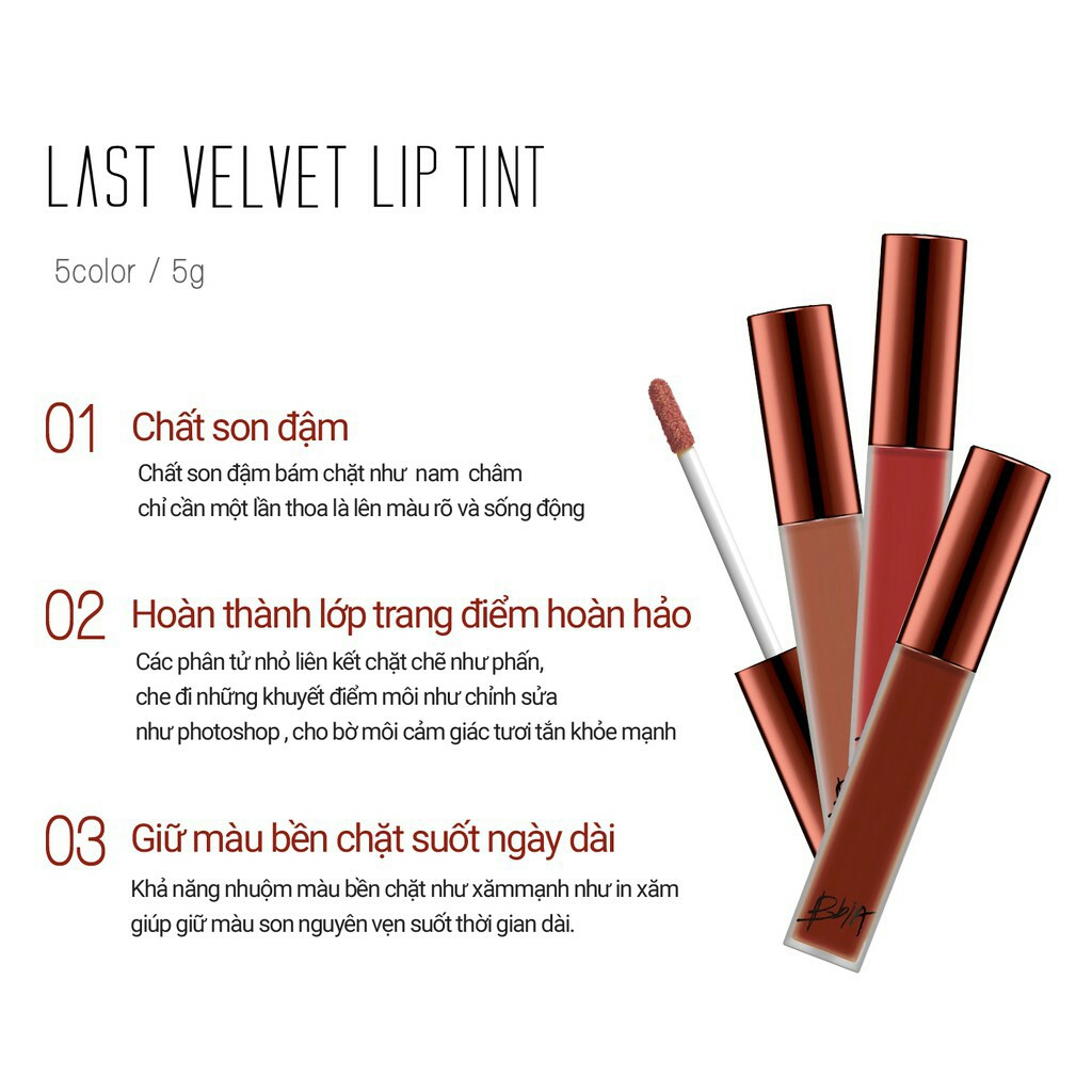 Son kem lì BBIA mịn lì Last Velvet Lip Tint BBIA01