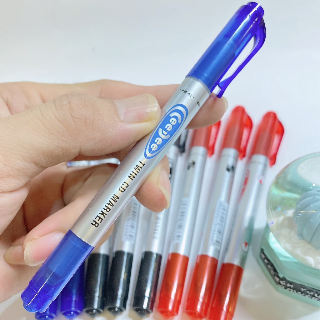 Bút đánh dấu 2 đầu Thiên Long, Bút lông dầu dùng đánh dấu và viết trên các chất liệu: Gỗ, da, thủy tinh, CD, nhựa...