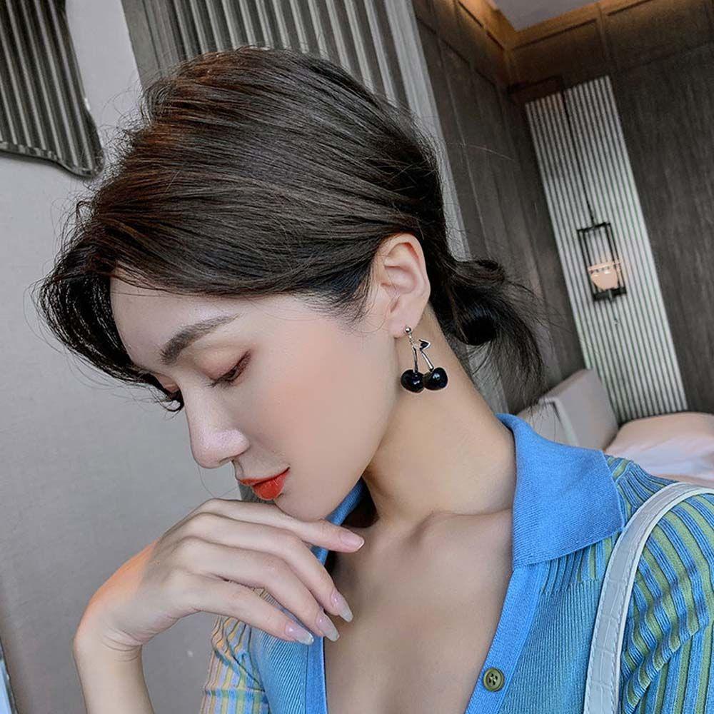 Bông Tai Hình Trái Cherry Trong Suốt Đơn Giản Dễ Thương Cho Nữ
