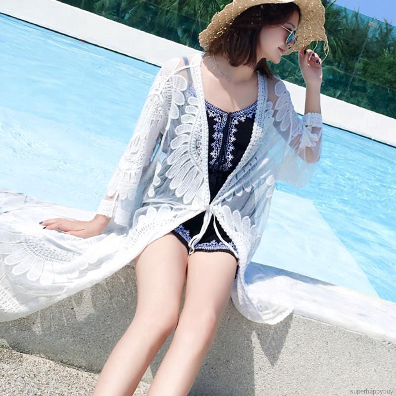 Áo khoác ren dài tay chống nắng khi đi biển | BigBuy360 - bigbuy360.vn