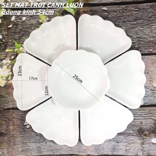 Bộ Bát Đĩa Hoa Mặt Trời Trắng Trơn - Sứ Minh Châu, Set bát dĩa đẹp thắp hương thờ cúng gia tiên