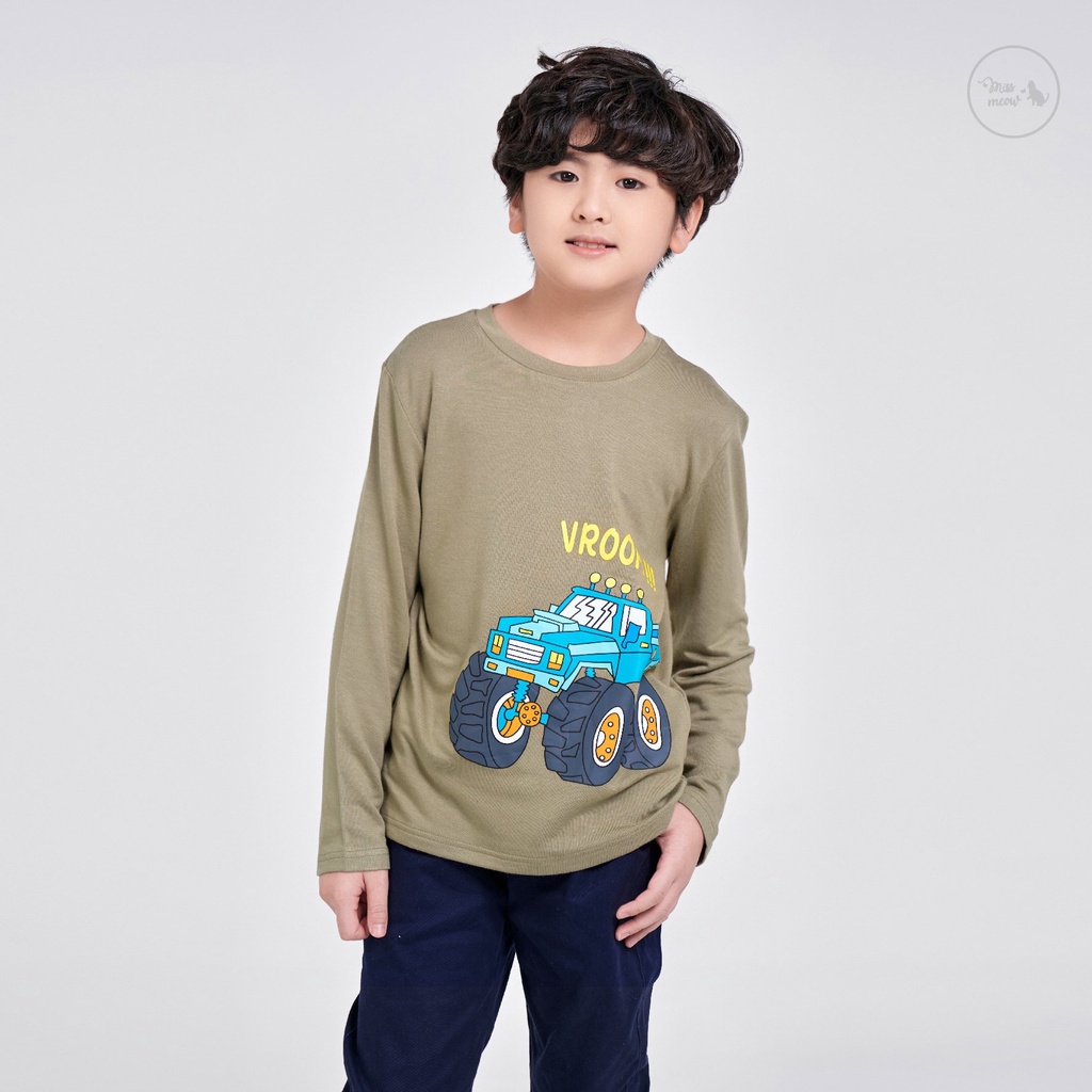 [Made in Vietnam] Áo bé trai BIGFOX - MISS MEOW thu đông, áo dài tay cho bé size đại in Ô TÔ VROOM 11 - 40 kg