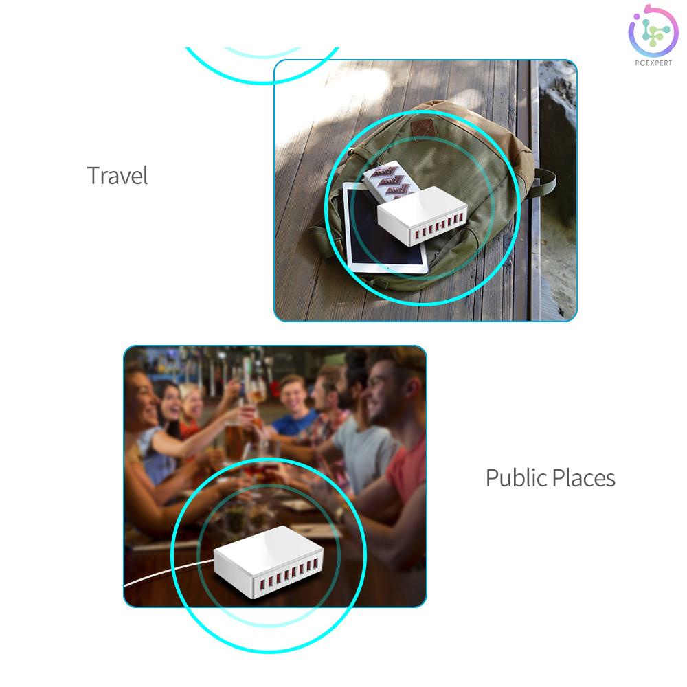 WLX-T9 8 Port USB Charger 40W Quick Charging Portable Charger Station for Mobile Phone/Tablet /Multiple USB Devices EU Plug