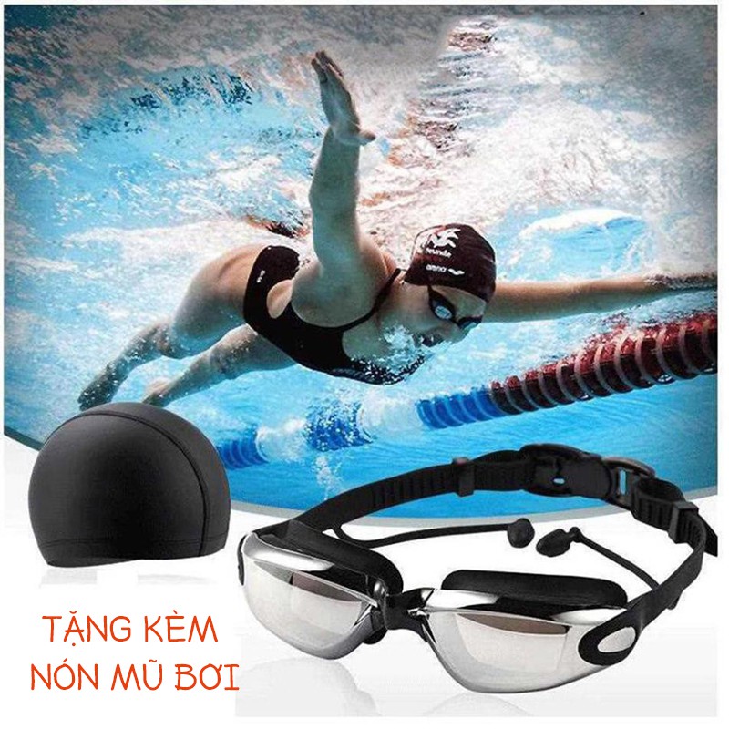 (TẶNG NÓN MŨ BƠI LOẠI TỐT) Kính Bơi Cao Cấp Chất Liệu Chống Tia UV, Chống Trầy Xước, Chống Lóa Và Sương Đọng Tốt Kèm Hộp