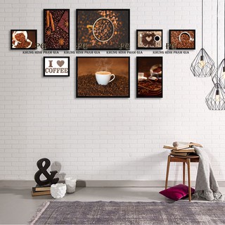 Bộ 8 Khung Kính Treo Tường Treo Quán Cafe, Coffee Cực Đẹp Tặng Kèm Rửa Ảnh Theo Yêu Cầu , Sơ Đồ Treo Và Đinh Treo - Khun