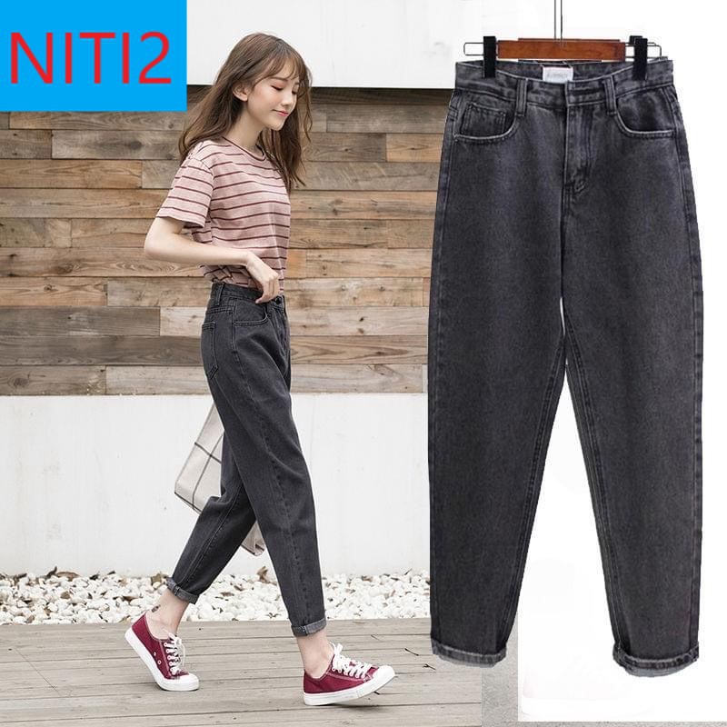 [ FREESHIP ] QUẦN BAGGY JEAN NỮ MÀU XÁM LAI CUỐN LƯNG CAO NITI2 CỰC HOT CỰC THỜI THƯỢNG, ĐƠN GIẢN, CỔ ĐIỂN