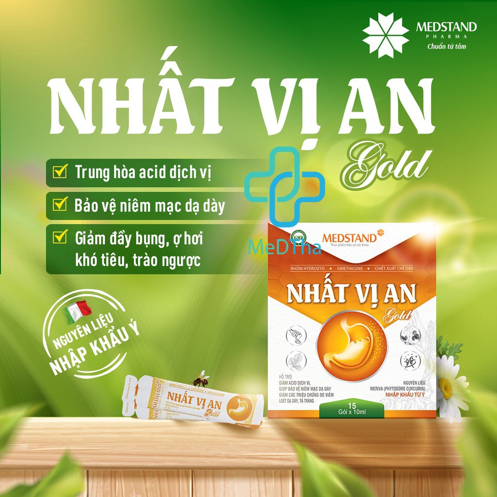 Nhất Vị An Gold MEDSTAND - Gel hỗ trợ giảm đau dạ dày, trào ngược dạ dày thực quản (Hộp 15 gói) [Chính Hãng]