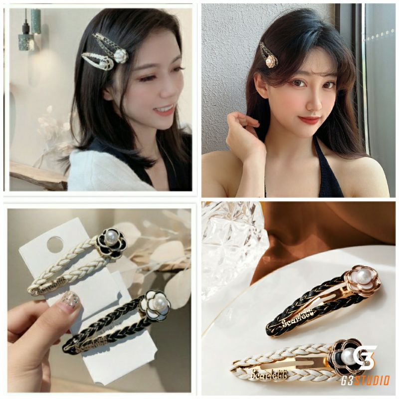 Kẹp tóc mái đính hoa trà xinh xắn