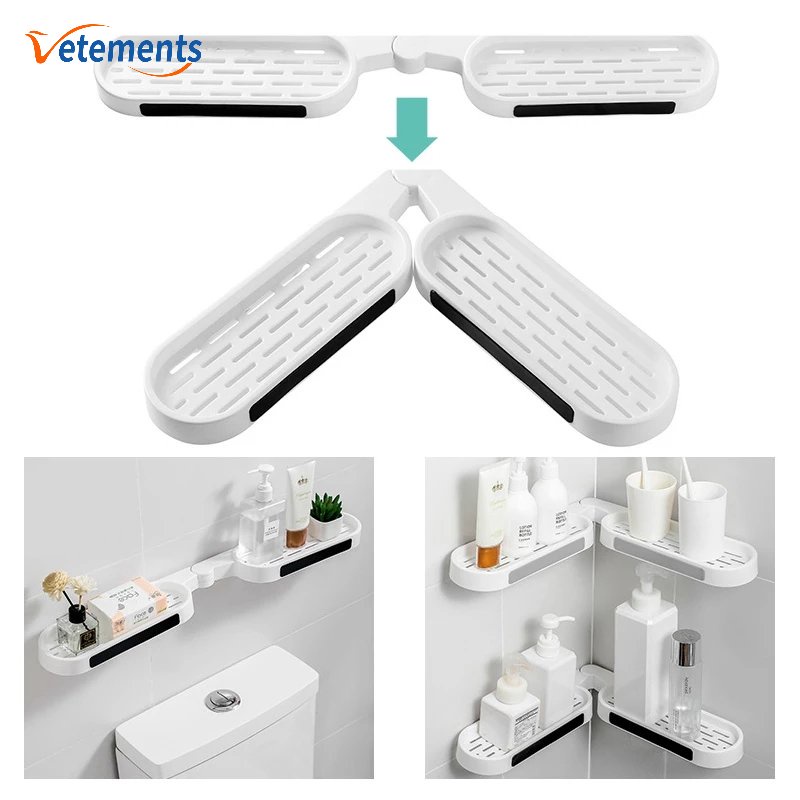 Kệ Để Đồ Dùng Nhà Tắm / Nhà Bếp Đục Lỗ Tự Dính Xoay Đa Năng Tiện Dụng DIY