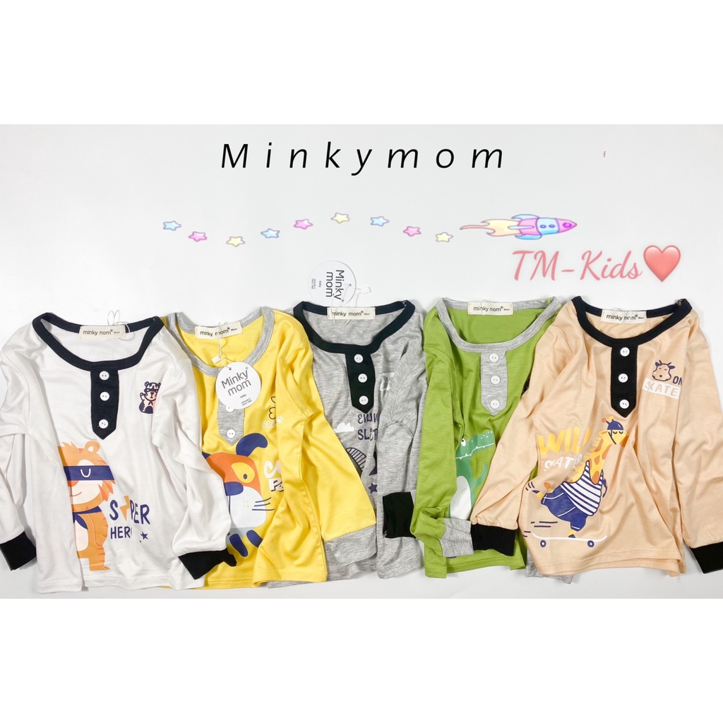 [LDD27] Bộ Dài Tay Thun lạnh MINKY MOM CÓ SIZE ĐẠI May Nút Cổ Trụ, Mềm Mịn, Thoáng Mát, Thoải Mái Hàng Chuẩn Đẹp Cho Bé