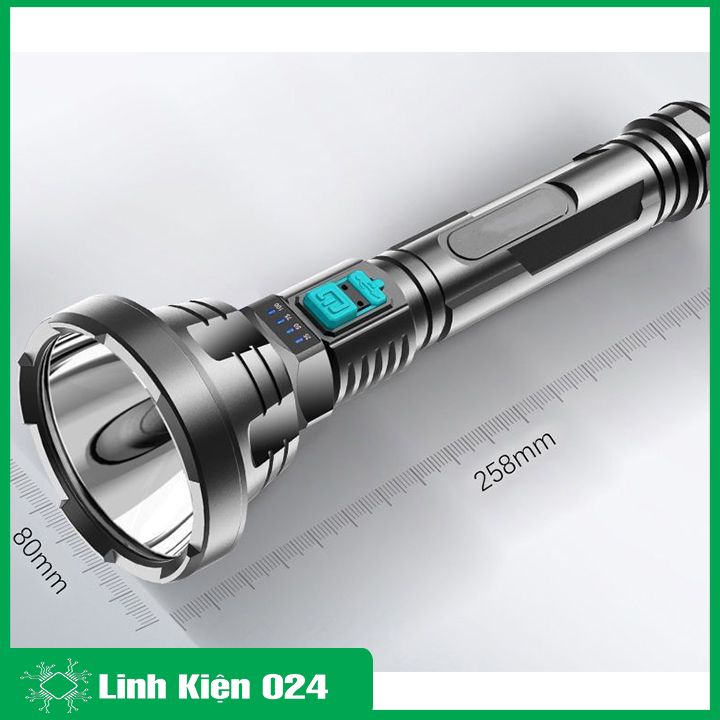 Đèn Pin LED Siêu Sáng P700 Công Suất 10W Đèn Pin Gắn Trong 18650 USB Chống Nước Đèn Cắm Trại