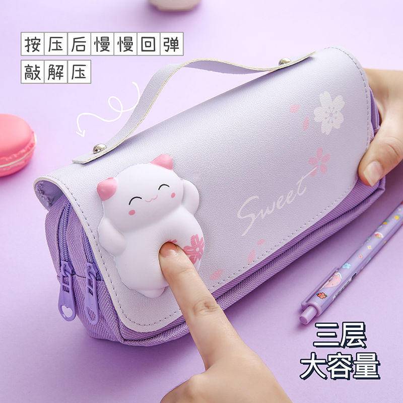 ⭐ iLado ⭐  giải nén Túi đựng bút trong suốt cute túi nilong/PVC Stickers túi zip nhỏ hộp vải đựng đồ Hộp đựng hộp bút hologram bút cute bọc zip tiểu an văn phòng phẩm Đa Dụng túi đựng đồ dùng cá nhân hình