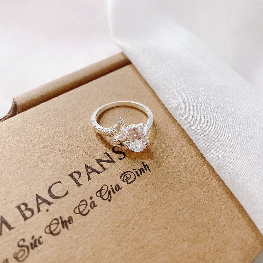 Nhẫn hồ ly bạc nữ PANSY thiết kế hở freesize, nhẫn nữ bạc ta 925 đính đá cao cấp