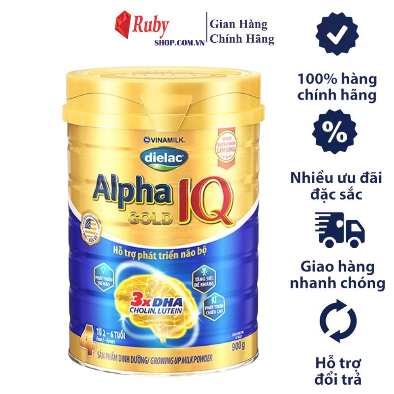 SỮA BỘT VINAMILK DIELAC ALPHA GOLD IQ  900G HỖ TRỢ PHÁT TRIỂN NÃO BỘ TĂNG SỨC ĐỀ KHÁNG &amp; SỨC KHỎE HỆ TIÊU HÓA