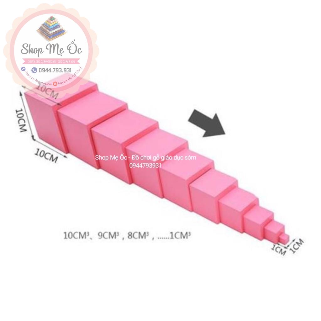 Giáo cụ Montessori_Tháp hồng size to bản Trương học(Ảnh thật)_The Pink Tower