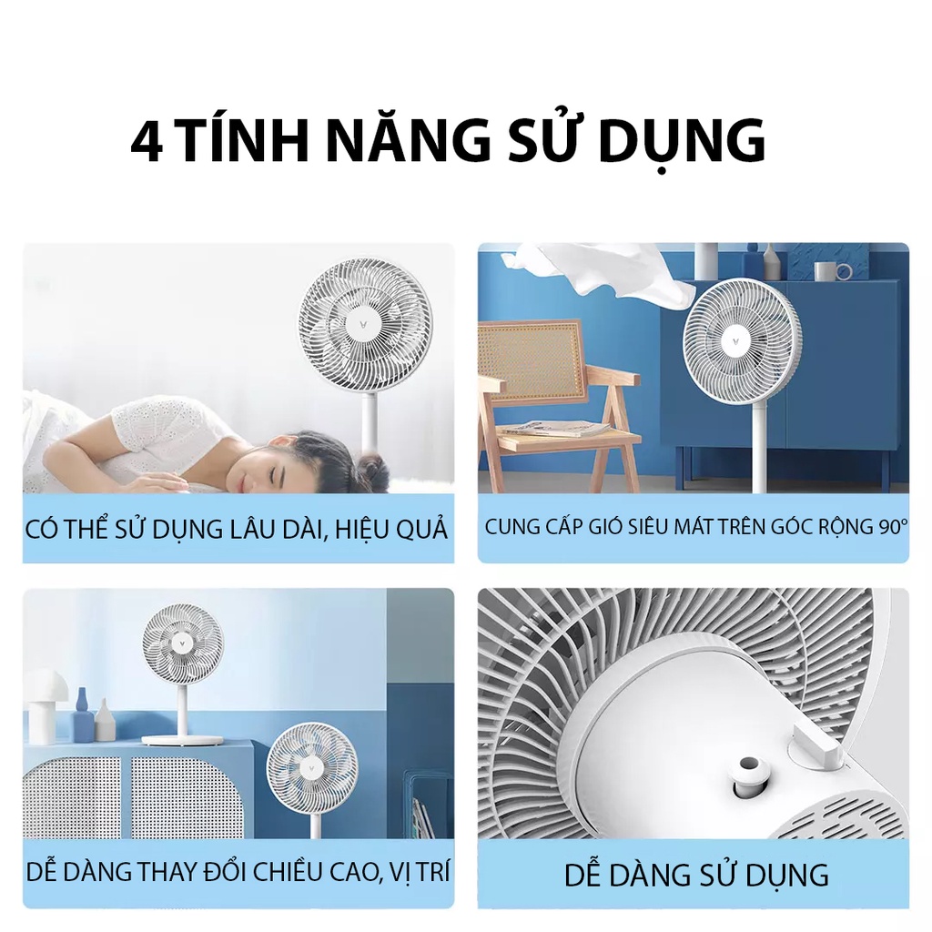 Quạt cây Xiaomi Jipin điều chỉnh cao thấp. Quạt bàn JPF08, 2 lớp cánh