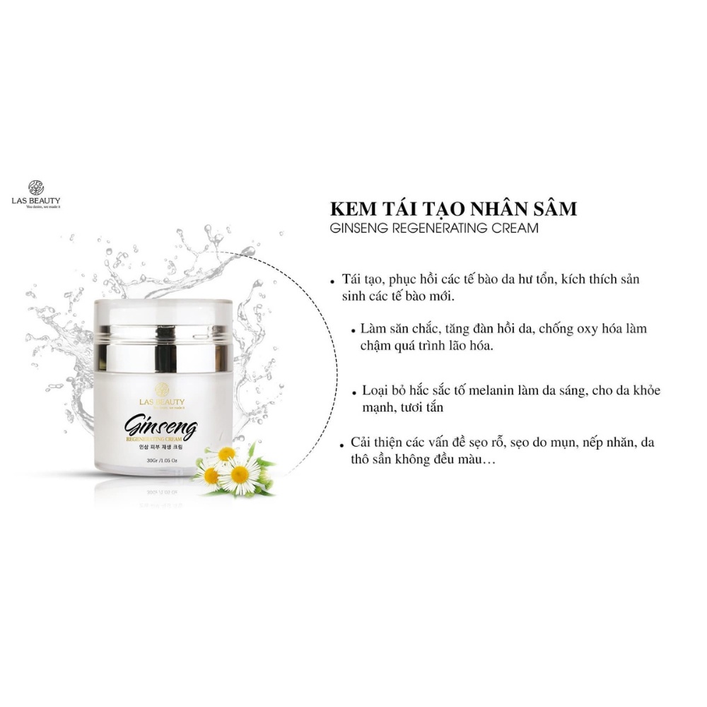 Kem tái tạo da, kem tái tạo, phục hồi da, kem tái tạo nhân sâm GINSENG, LAS BEAUTY, 30 gr | BigBuy360 - bigbuy360.vn