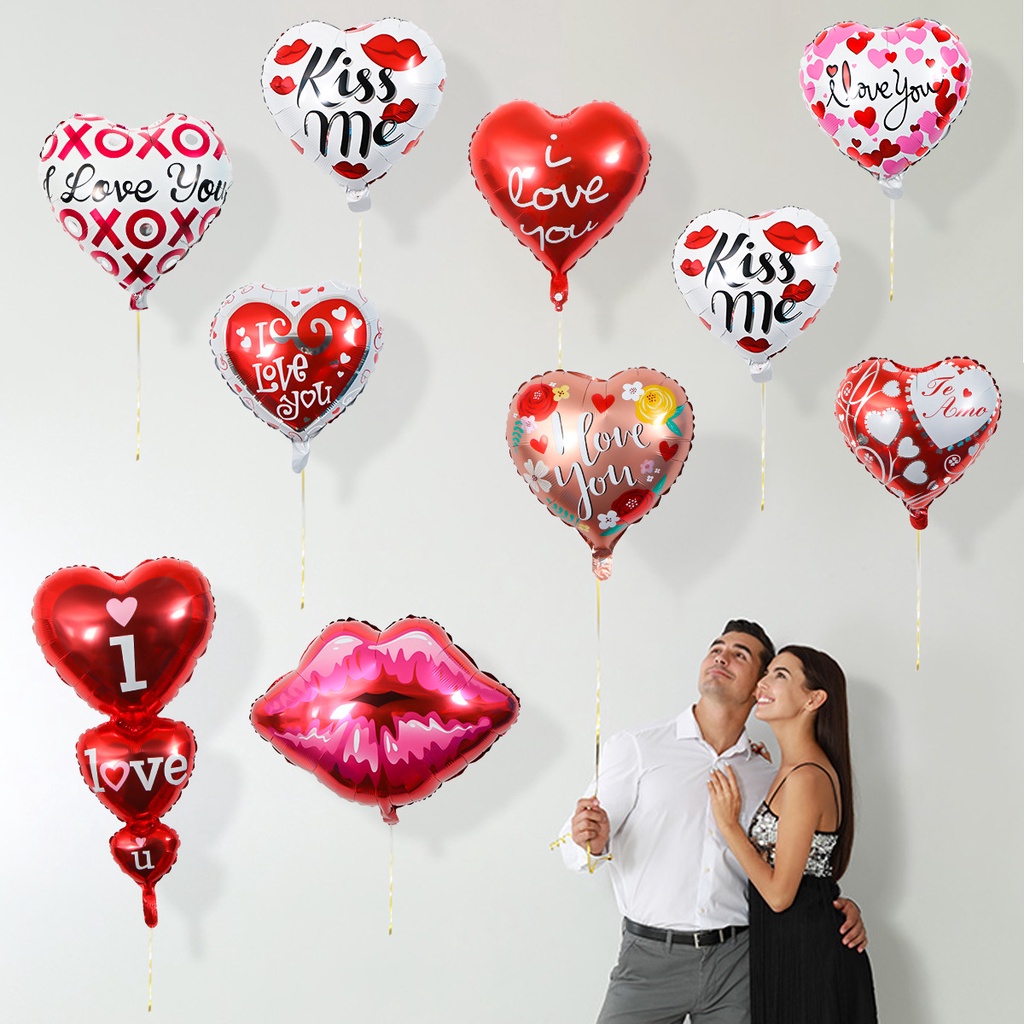Bong Bóng Lá Nhôm 18 inch Hình Trái Tim In Chữ I Love You Dùng Để Trang Trí Tiệc Cưới / Valentine