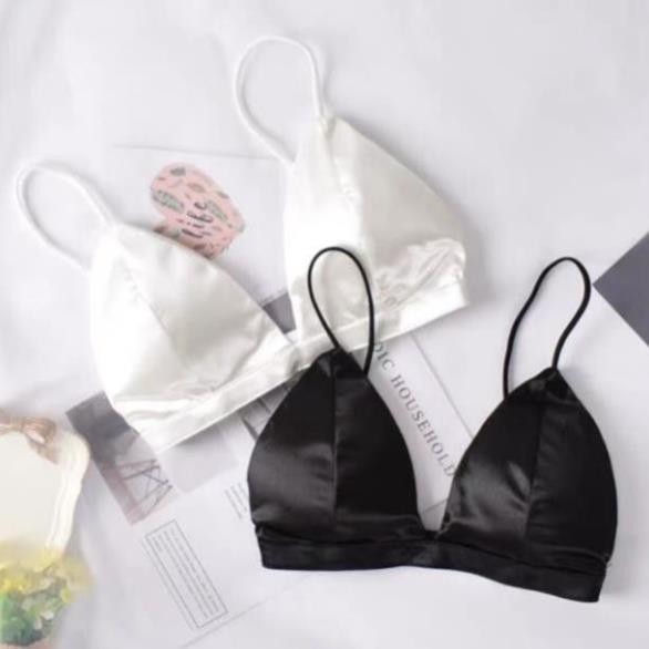 Bra satin trơn có màu đen trắng free size bra187 siêu hot