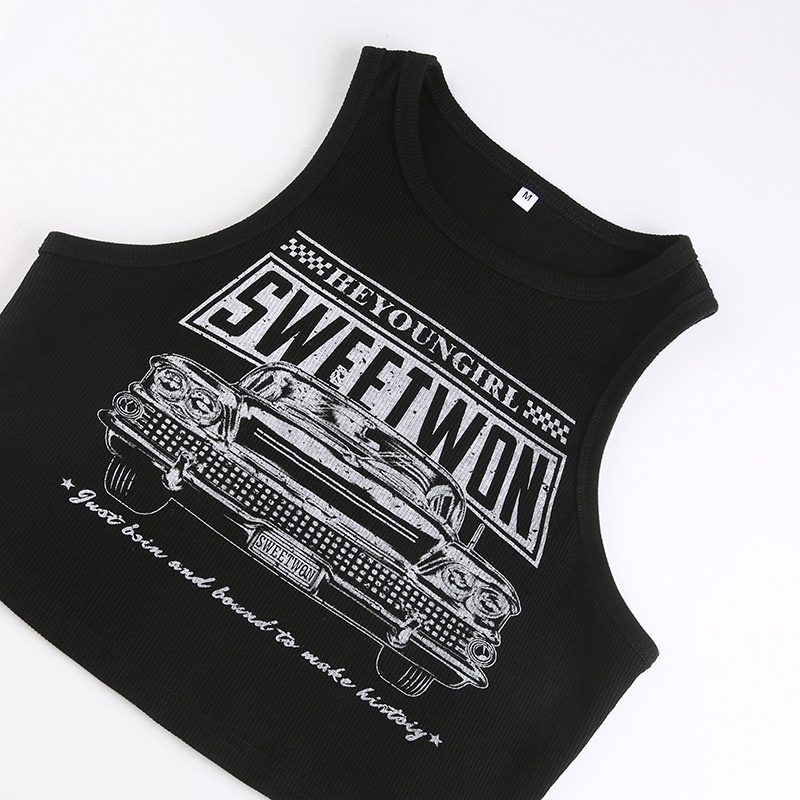 Áo Tank Top Cổ Tròn In Chữ Phong Cách Đường Phố Cá Tính Cho Nữ