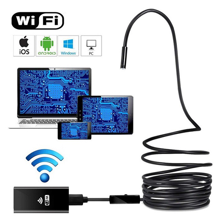 Camera Nội Soi Dài 1M - Camera Nội Soi chống nước cho điện thoại LED HD Wifi Endoscope.