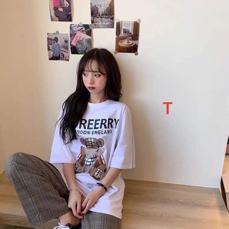 Áo Thun Nam Nữ Cổ Tròn  Unisex Form Rộng Streetwear Gấu B R☘Phông Basic Cotton Oversize Giá Rẻ