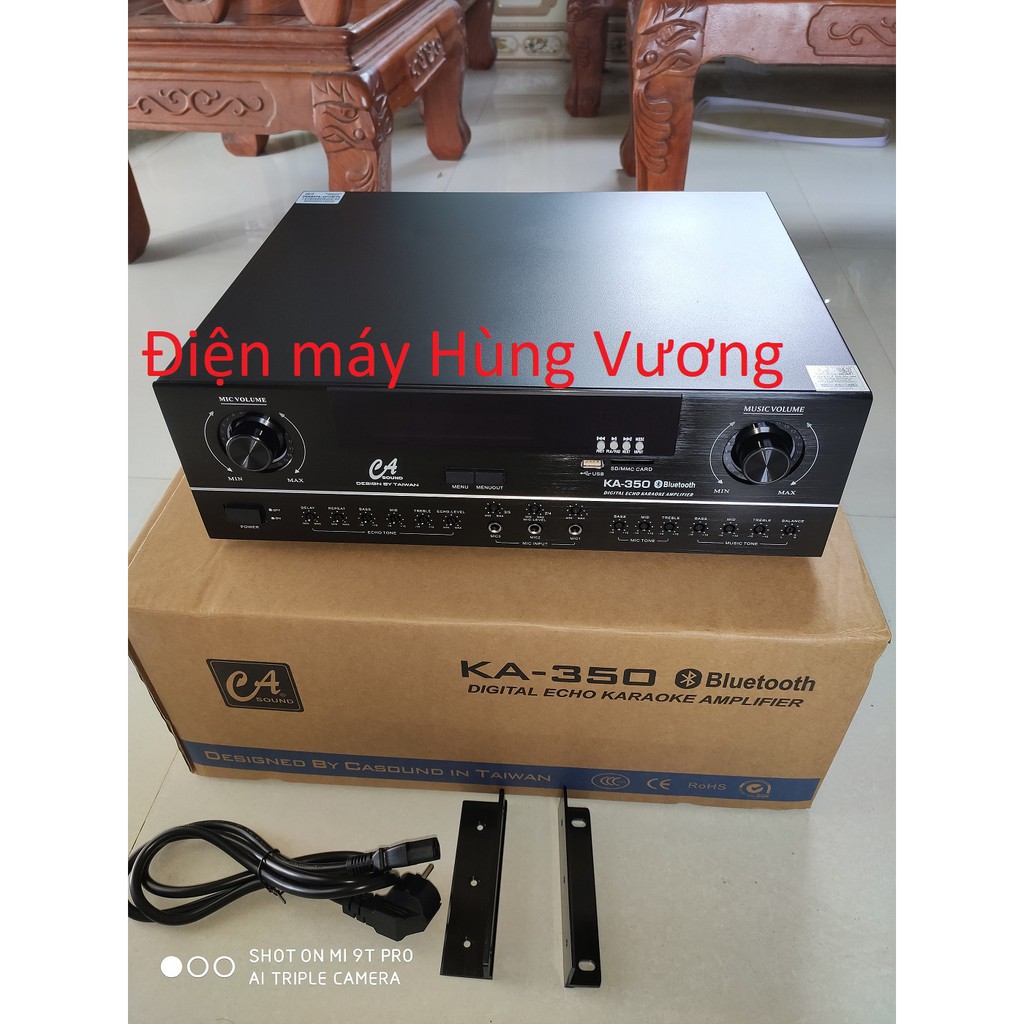 Đẩy, Âm ly CA sound KA 350, Đài Loan, vang cơ liền công suất, bluetooth,USB, Line,... chống hú mic, hàng chất luợng.