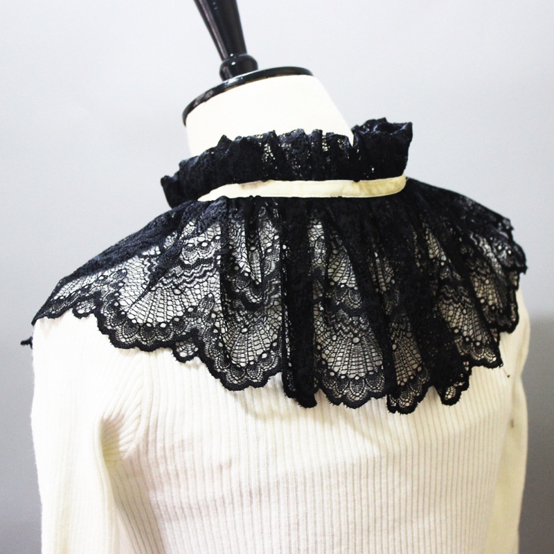 Khăn Choàng Cổ Ren Hoa Màu Đen Phong Cách Vintage Dành Cho Nữ