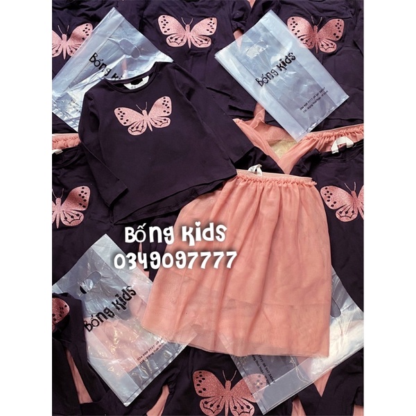 Set Váy Bé Gái Butterfly Hồng Cam HaM